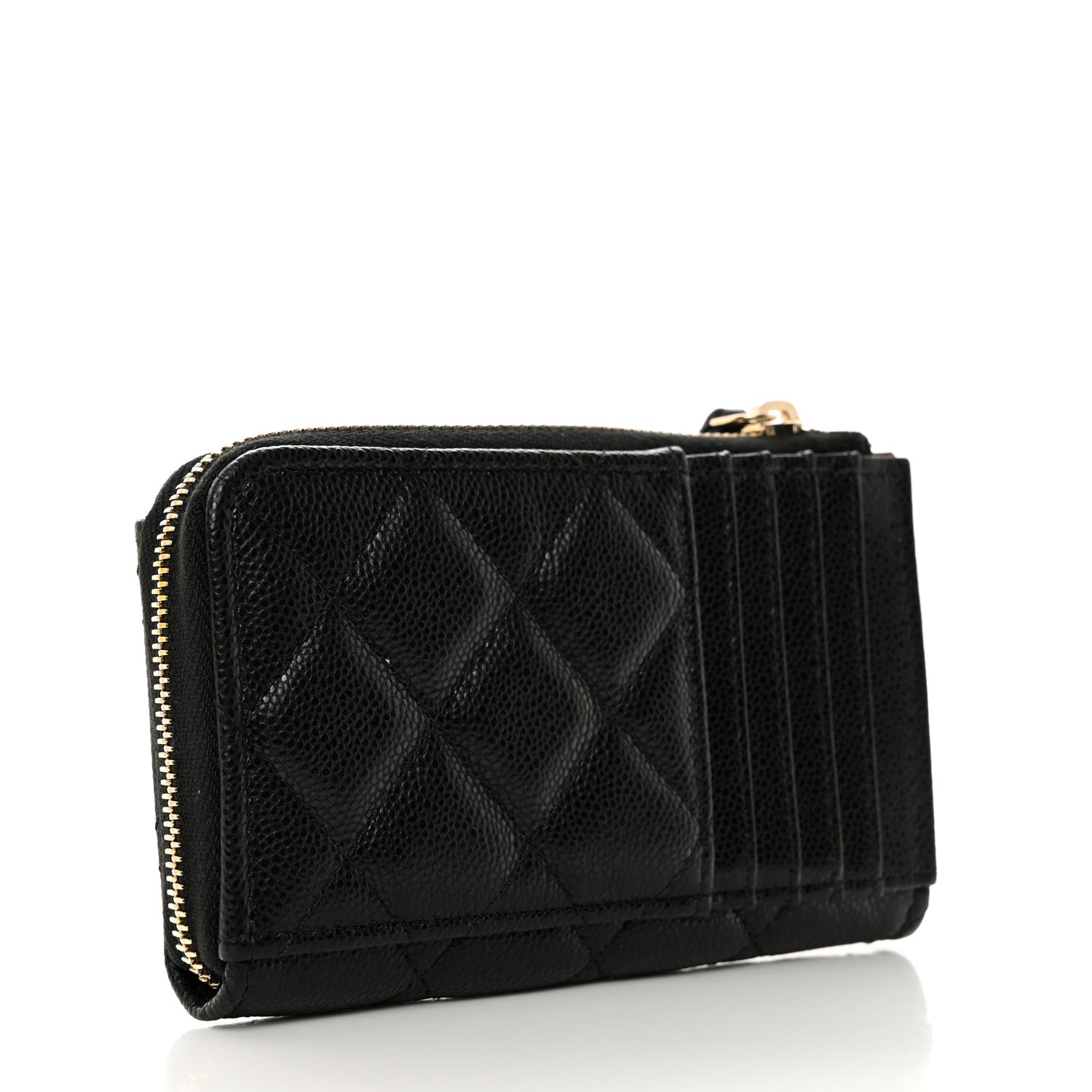 Chanel Caviar Quilted CC Zip Around Card Holder Black 4 of 8