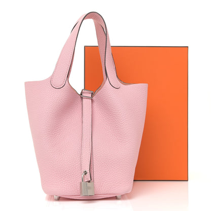 Hermes Taurillon Clemence Picotin Lock 18 PM Rose Sakura 11 of 11