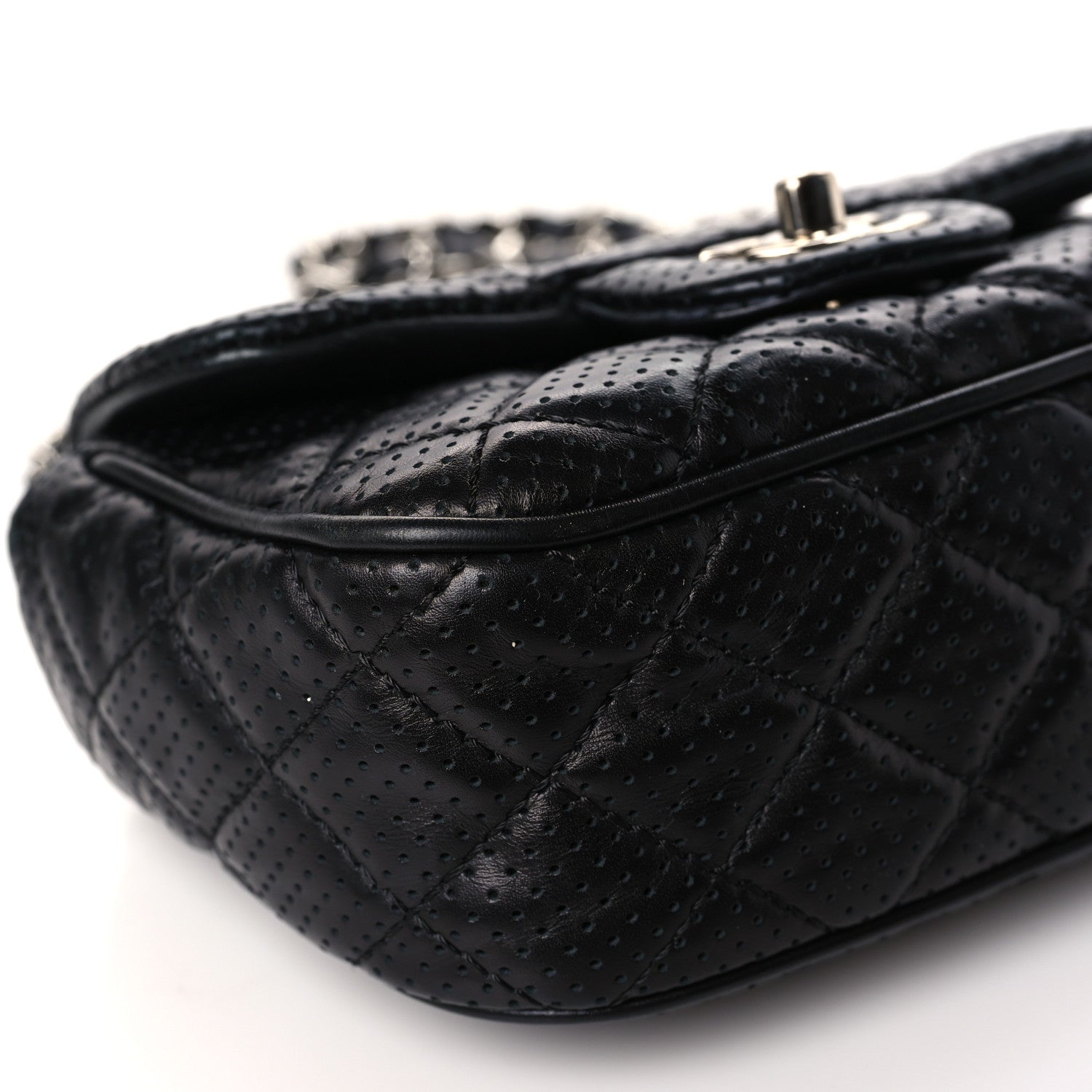 Chanel Lambskin Perforated Mini Rectangular Flap Black 8 of 11