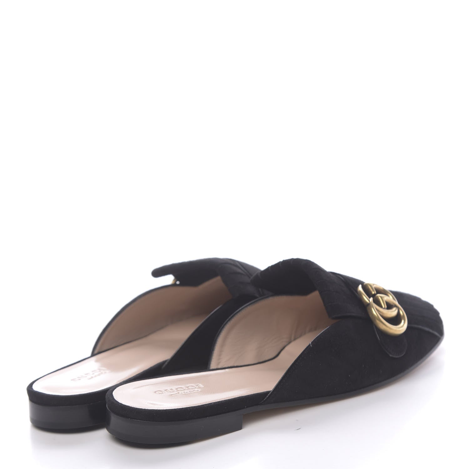Gucci Kid Scamosciato GG Marmont Fringe Slippers 39 Black 4 of 8