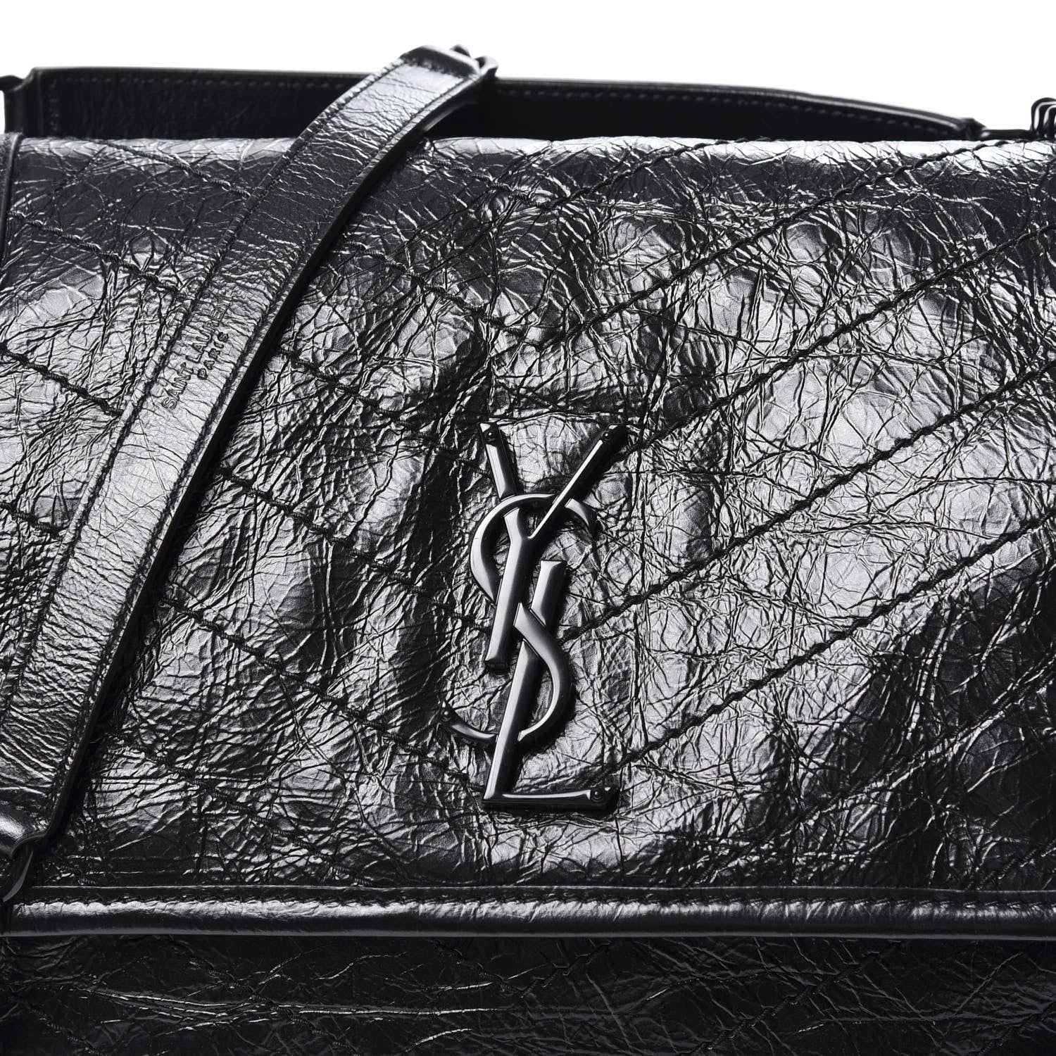 Saint Laurent Crinkled Calfskin Matelasse Monogram Medium Niki Chain Satchel Black 10 of 10