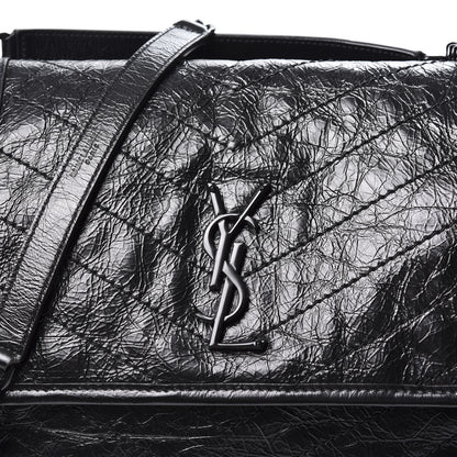 Saint Laurent Crinkled Calfskin Matelasse Monogram Medium Niki Chain Satchel Black 10 of 10
