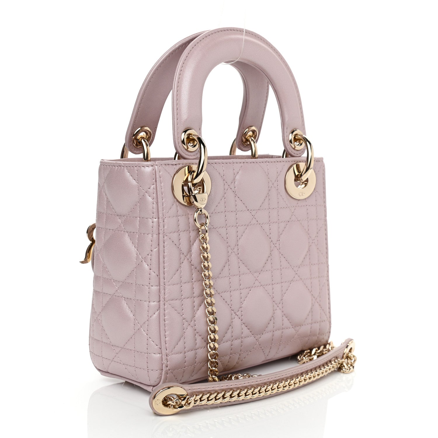 Christian Dior Metallic Lambskin Cannage Mini Lady Dior Lotus 3 of 10