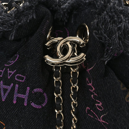 Chanel Denim Quilted Mood Small Bucket With Chain Black Multicolor 8 of 10