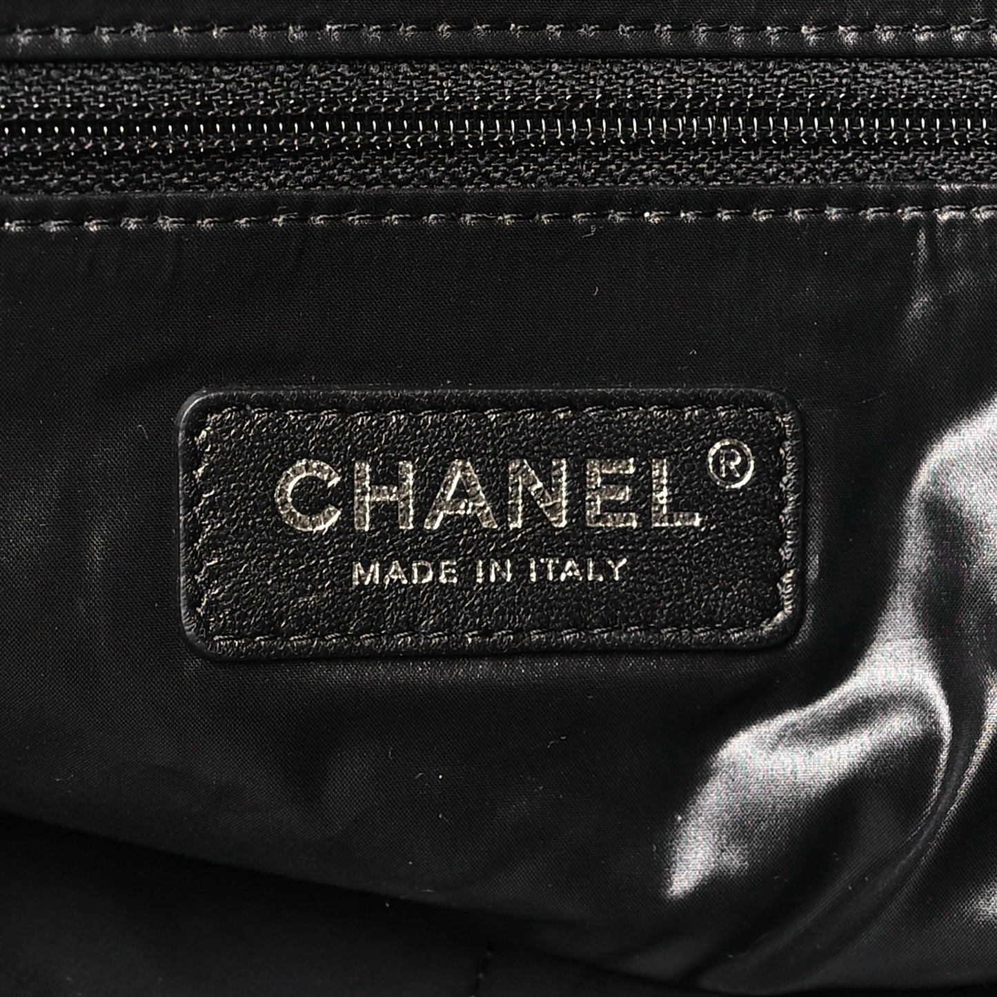Nylon Stitched Printed Logo Shopping Bag Black White