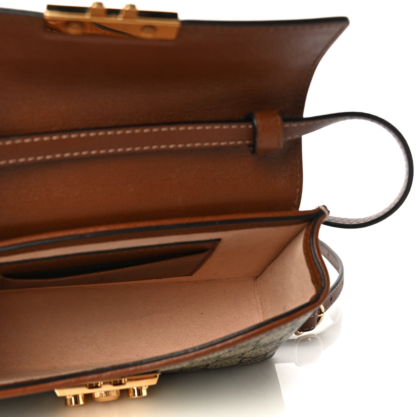 GG Supreme Monogram Calfskin Mini Padlock Top Handle Shoulder Bag Beige Black Cuir