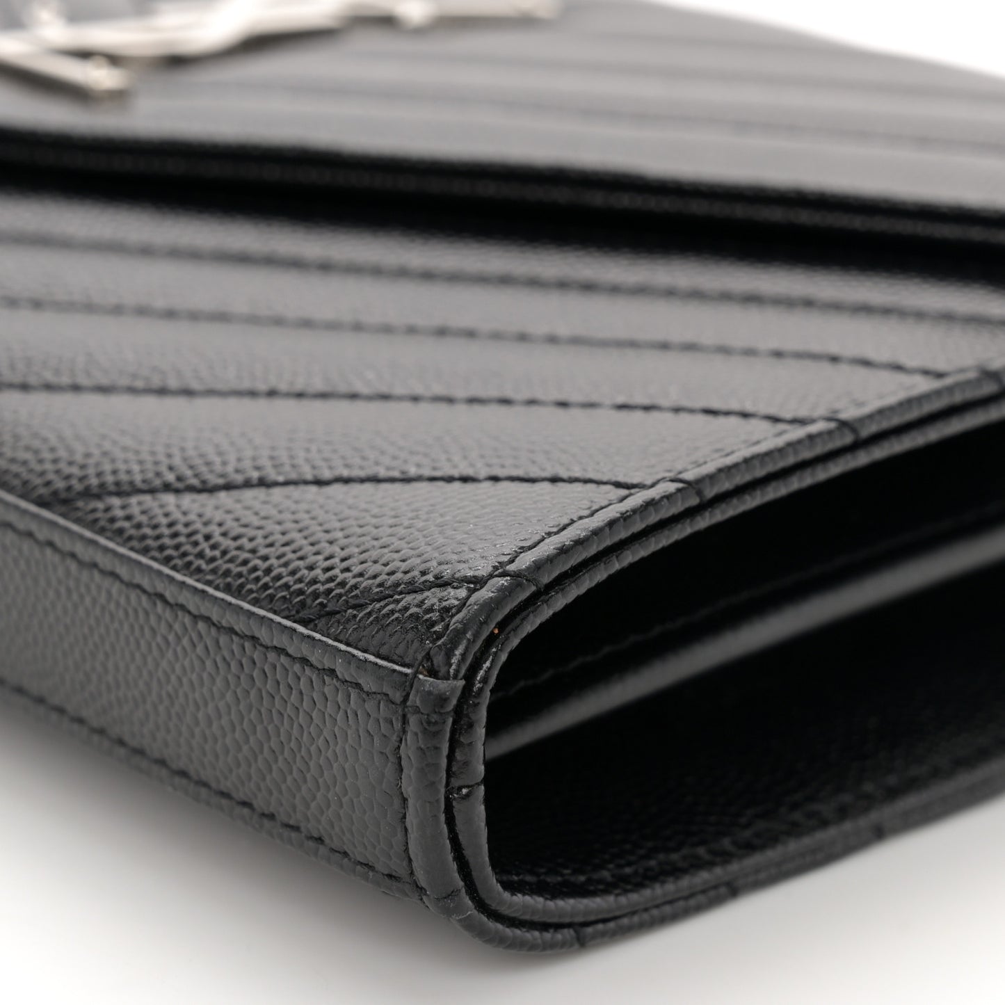 Grain De Poudre Matelasse Chevron Monogram Chain Wallet Black