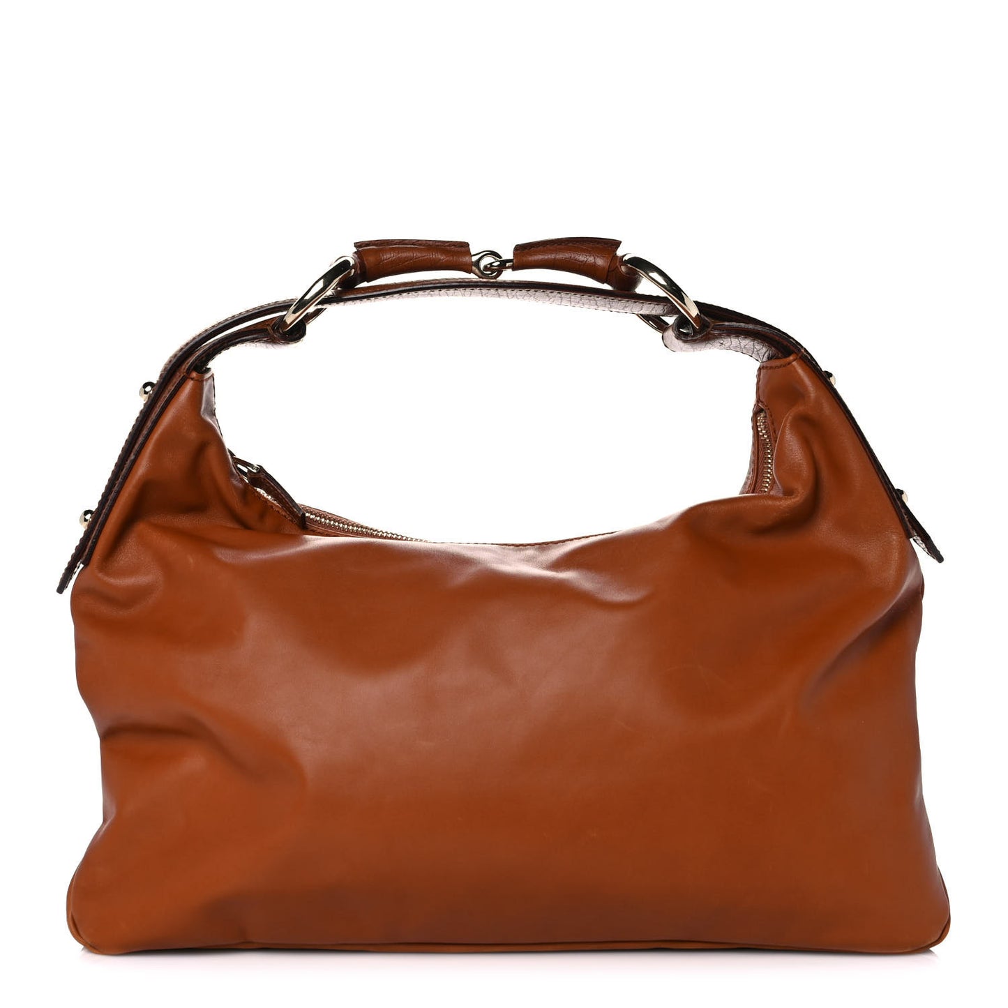 Leather Medium Horsebit Chain Hobo Brown