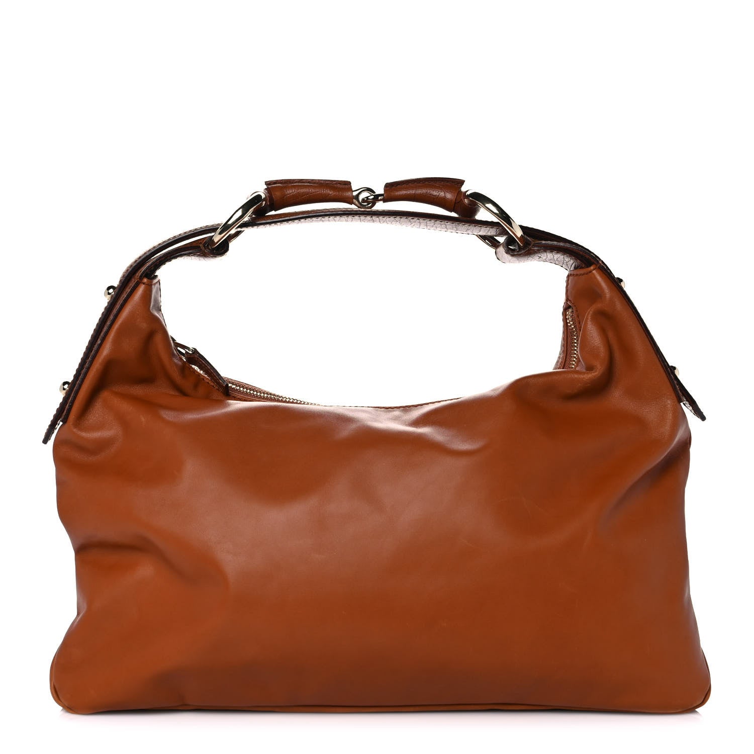 Gucci Leather Medium Horsebit Chain Hobo Brown 1 of 9