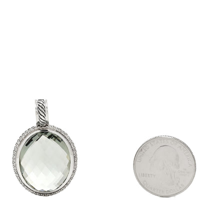 David Yurman Sterling Silver Diamond Prasiolite 23mm Cerise Pendant 2 of 4