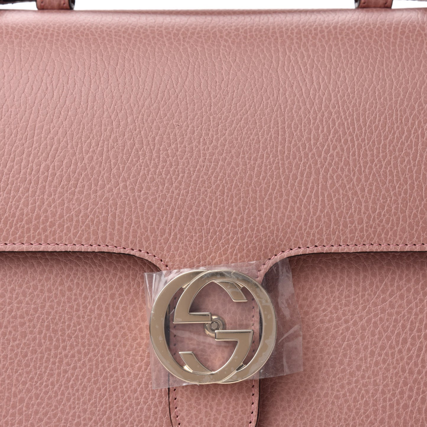 Dollar Calfskin Medium Interlocking G Top Handle Shoulder Bag Soft Pink