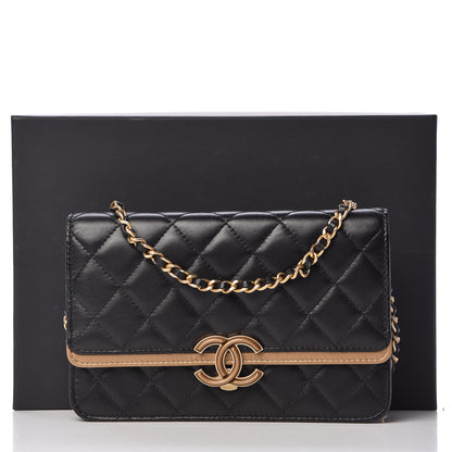 Chanel Lambskin Quilted CC Chic Wallet on Chain WOC Black Gold 12 of 12
