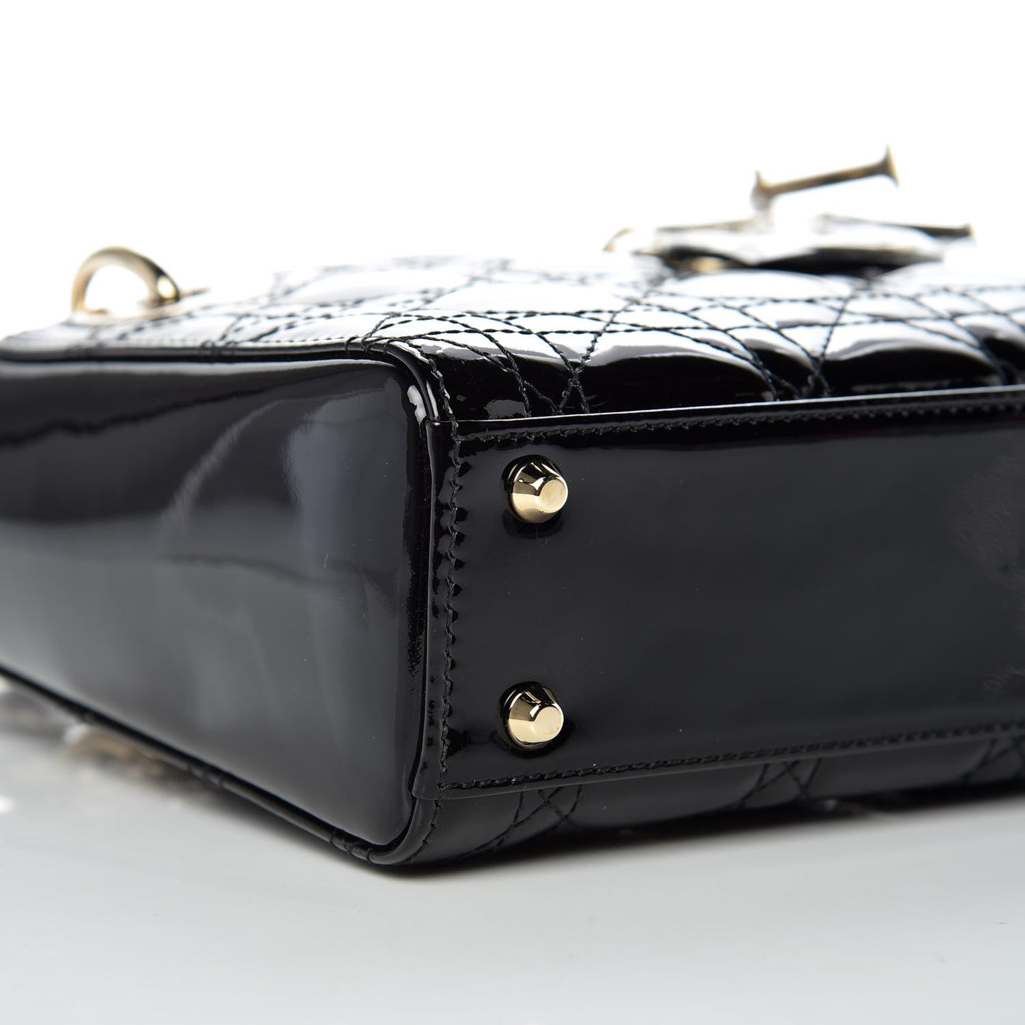 Patent Cannage Mini Lady Dior Black