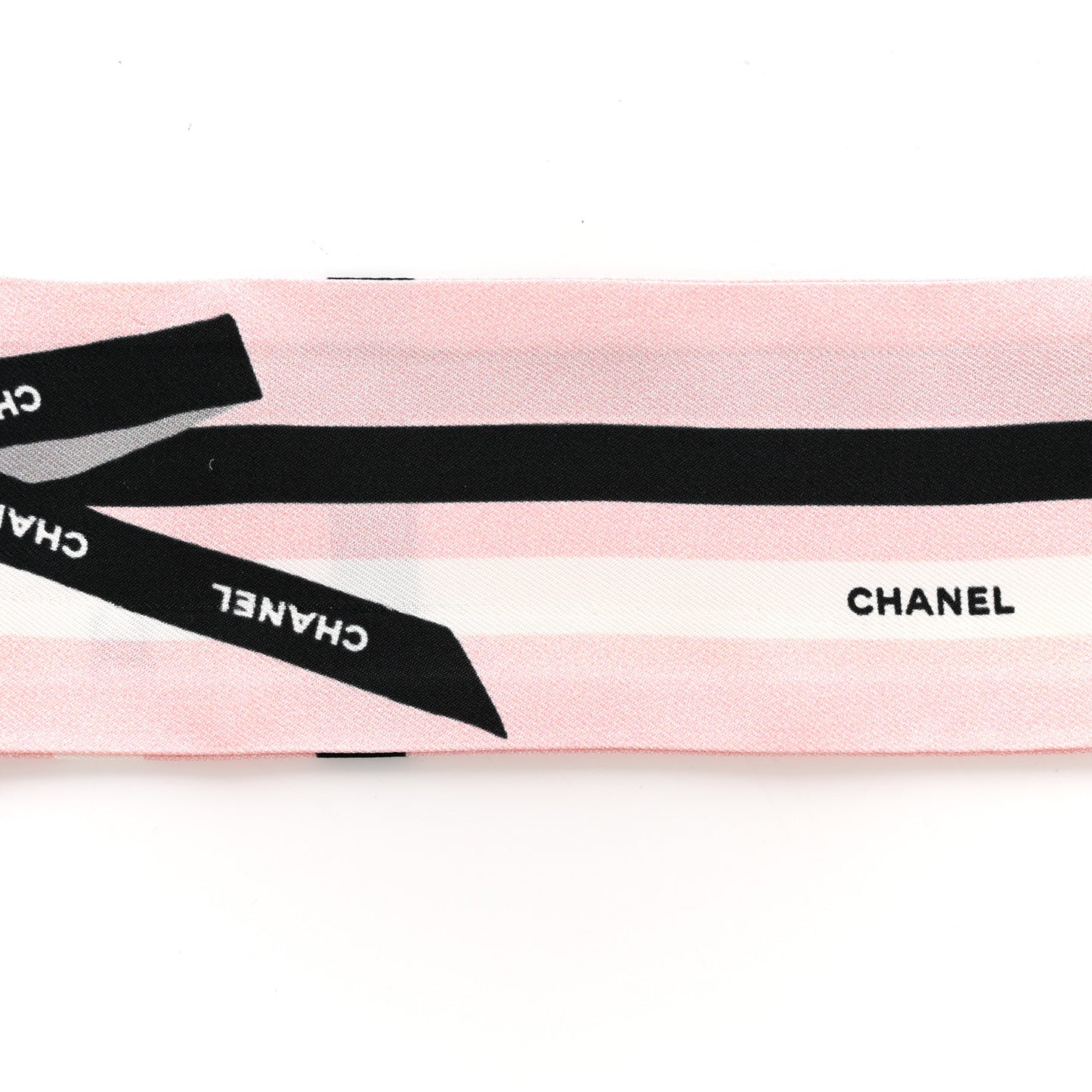 Silk Bow CC Slim Bandeau Scarf Light Pink Black