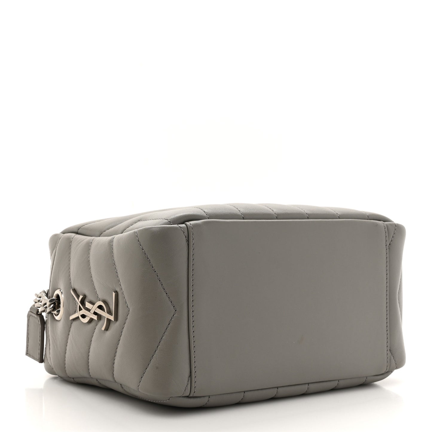 Calfskin Y Quilted Monogram Small Loulou Bowling Bag Light Gray