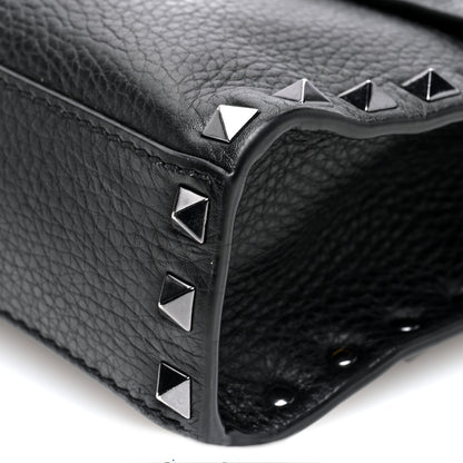 Valentino Garavani Pebbled Calfskin Monochrome Medium Rockstud Flip Lock Crossbody Bag Black 9 of 9