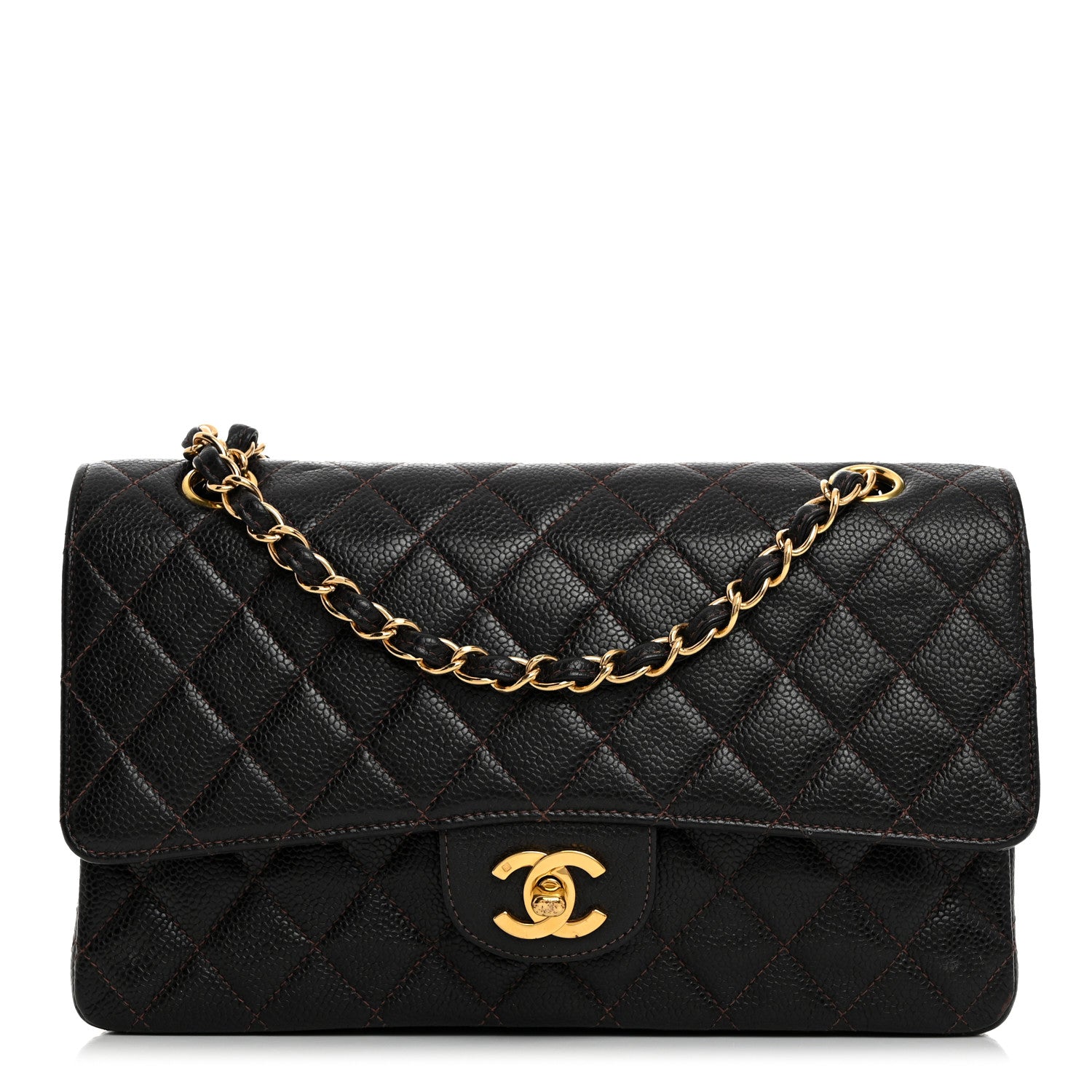 Chanel Caviar Quilted Medium Double Flap Dark Brown 1 of 11