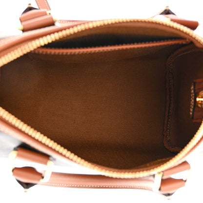 Celine Triomphe Canvas Calfskin Small Boston Bag Tan 5 of 11