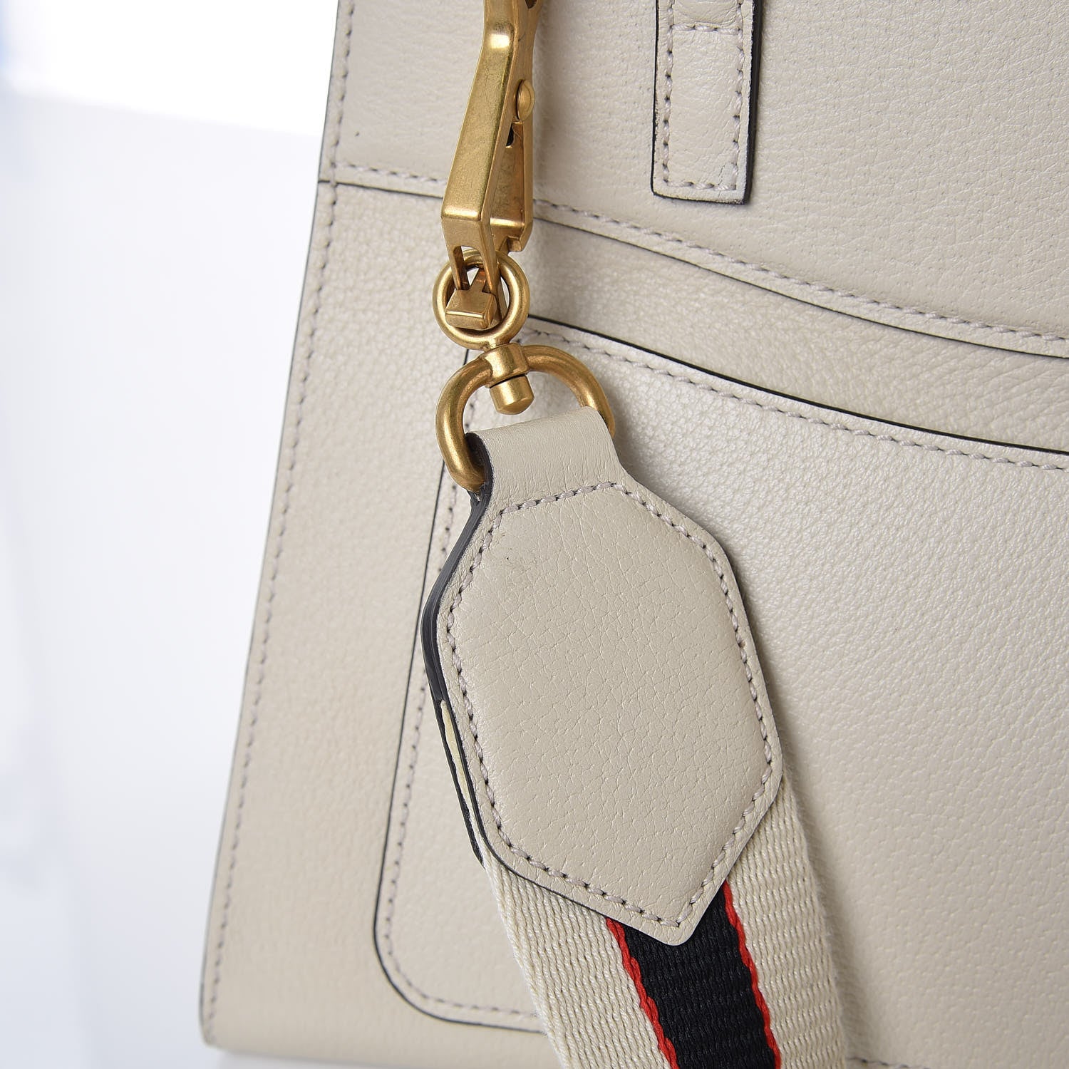 Gucci Grained Calfskin Web Stripe Butterfly Medium Totem Top Handle Bag White 13 of 13