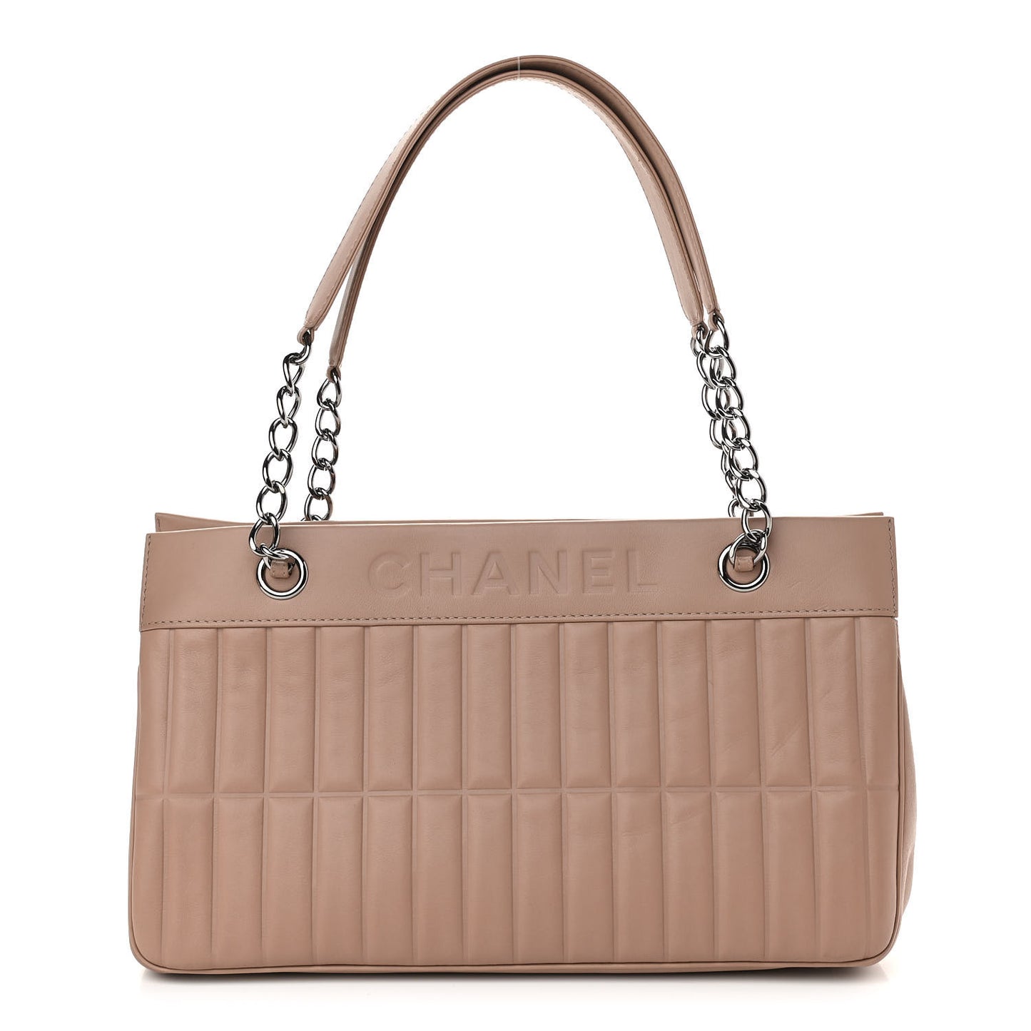 Calfskin Vertical Quilted Lax East West Shoulder Bag Beige