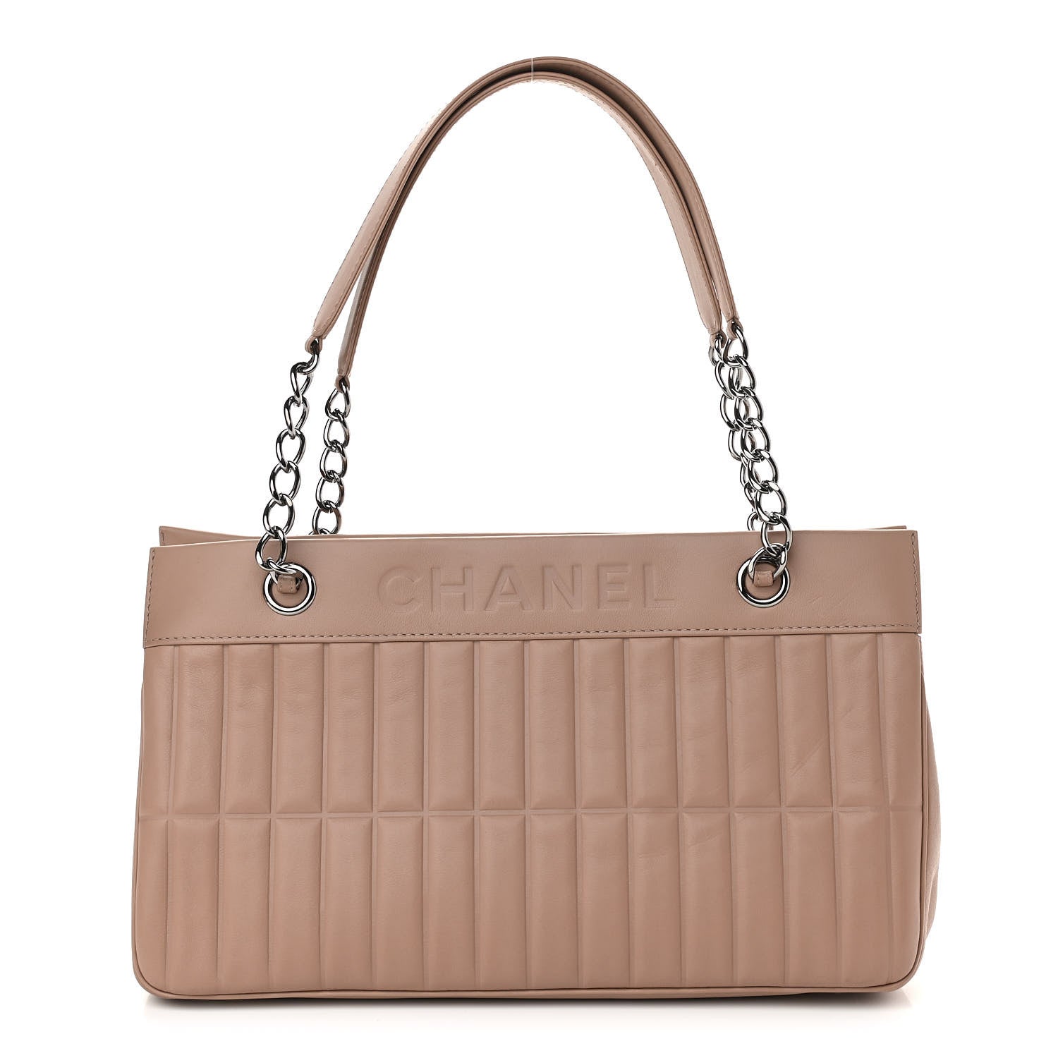 Chanel Calfskin Vertical Quilted Lax East West Shoulder Bag Beige 1 of 11
