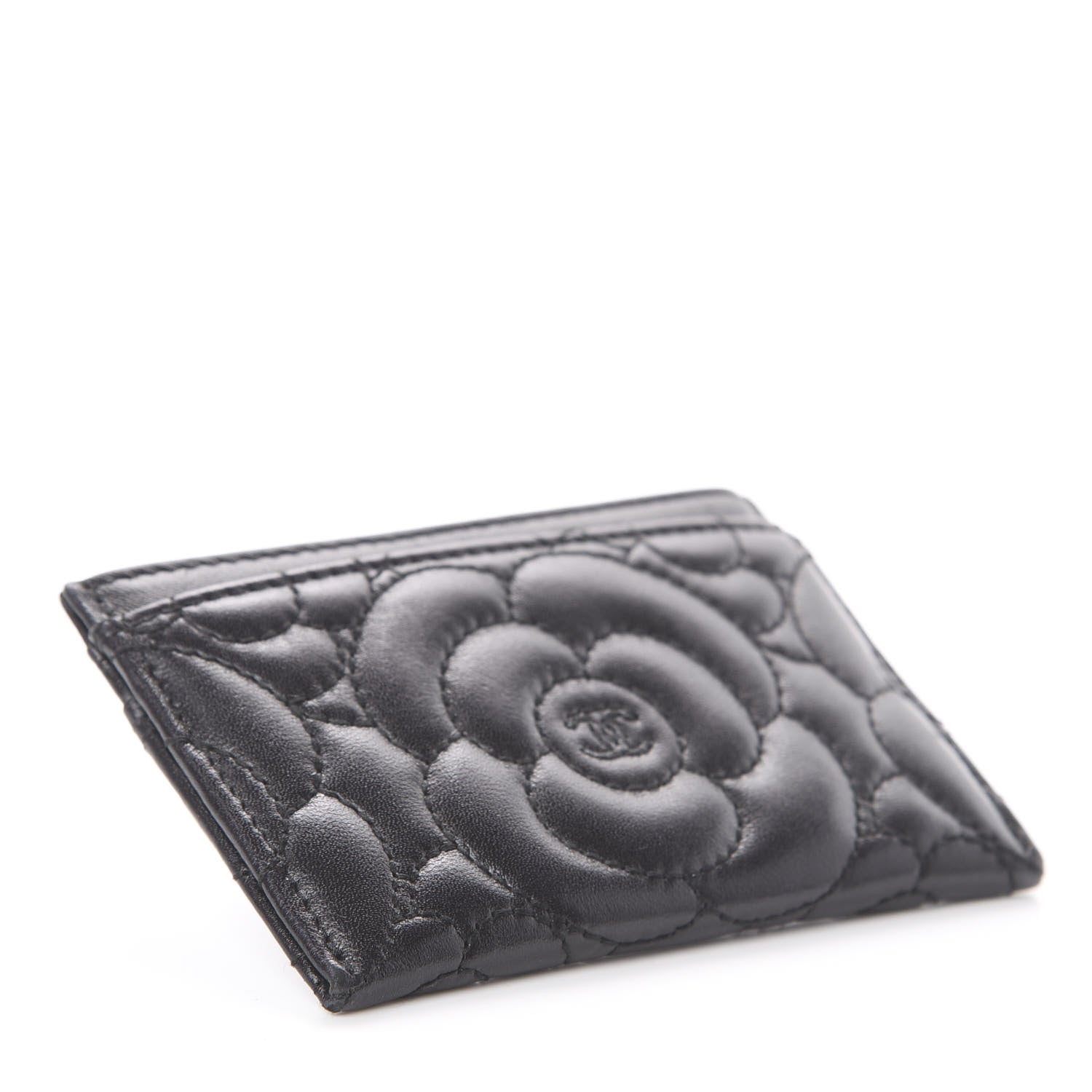 Chanel Lambskin Camellia Embossed Card Holder Black 3 of 6