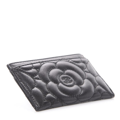 Chanel Lambskin Camellia Embossed Card Holder Black 3 of 6