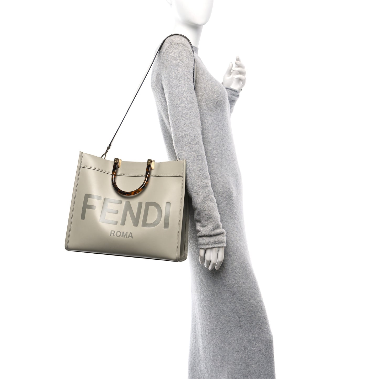 Vitello King Plexiglass Medium Fendi Sunshine Shopper Tote Green Tea