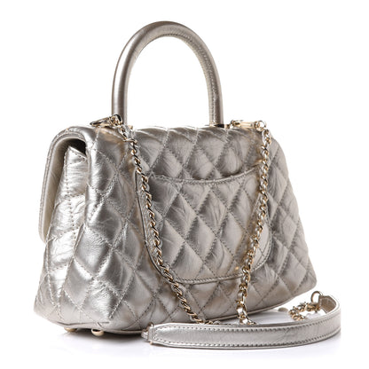 Chanel Metallic Aged Calfskin Quilted Mini Coco Handle Flap Gold 3 of 12