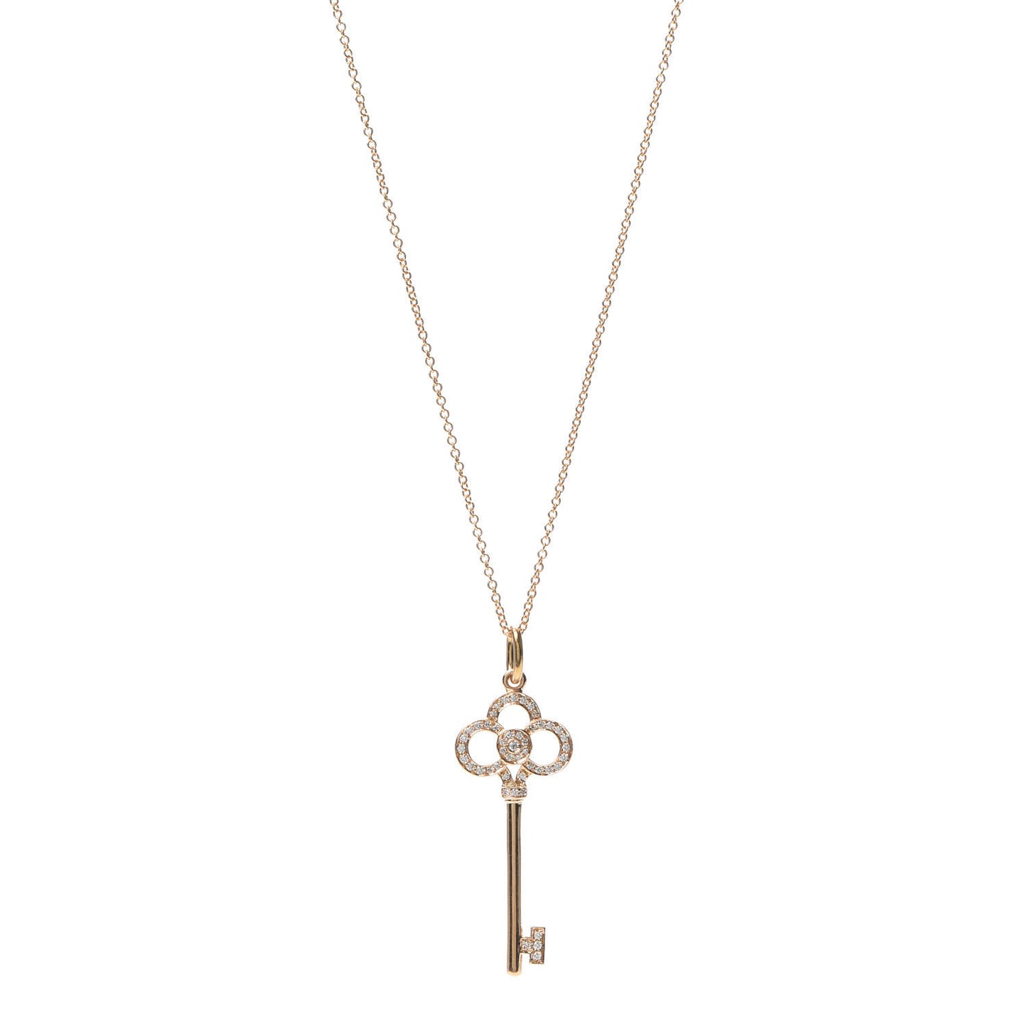 18K Yellow Gold Diamond Crown Key Pendant Necklace