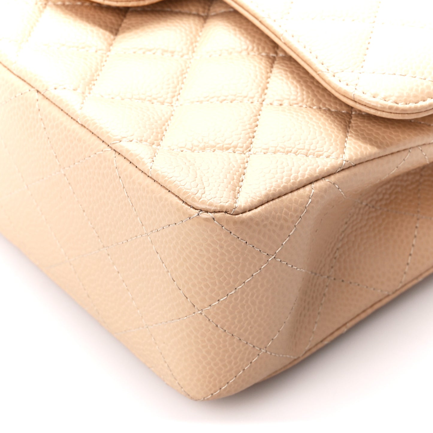 Caviar Quilted Small Double Flap Beige