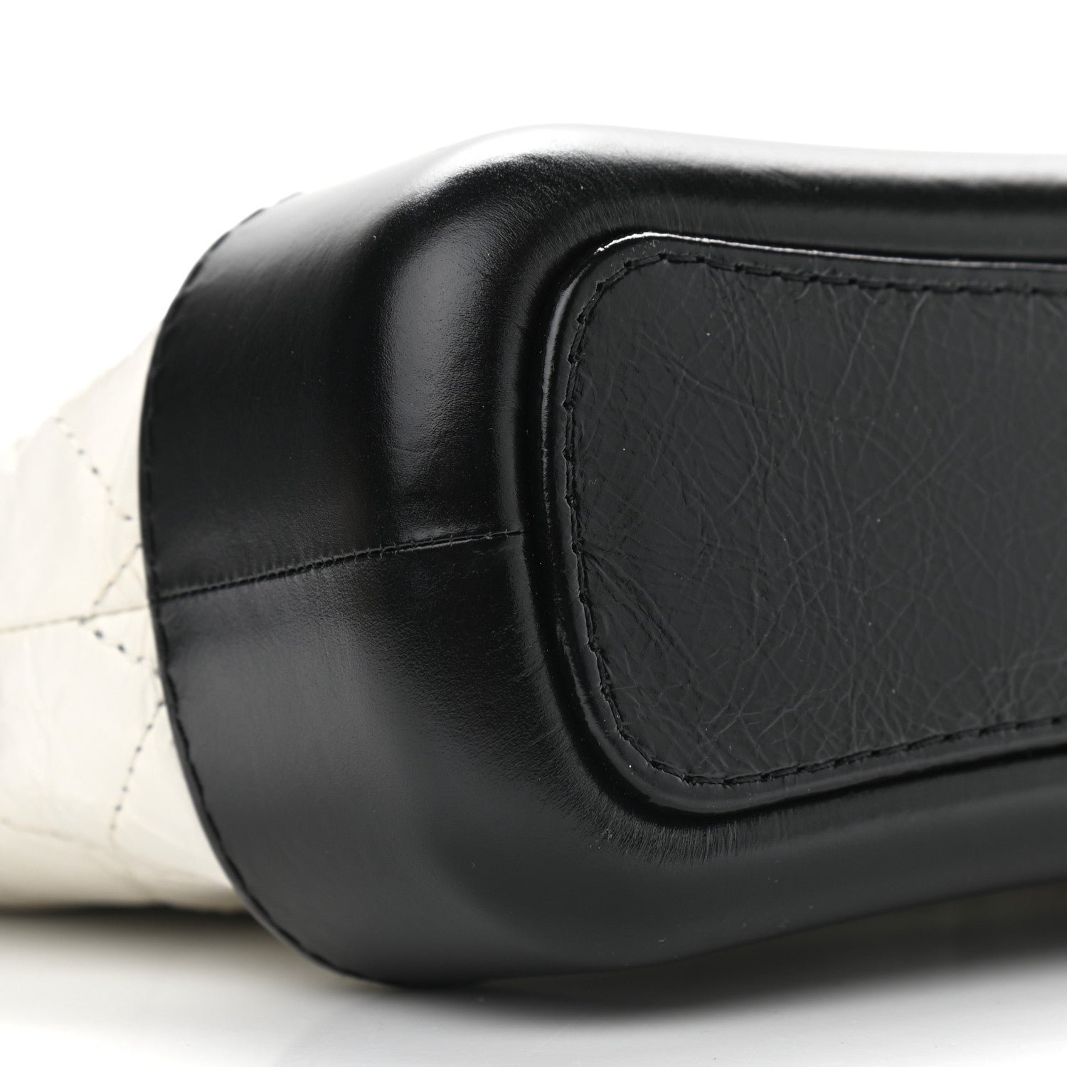 Chanel Aged Calfskin Quilted Small Gabrielle Hobo Black White 7 of 11