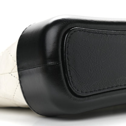 Chanel Aged Calfskin Quilted Small Gabrielle Hobo Black White 7 of 11