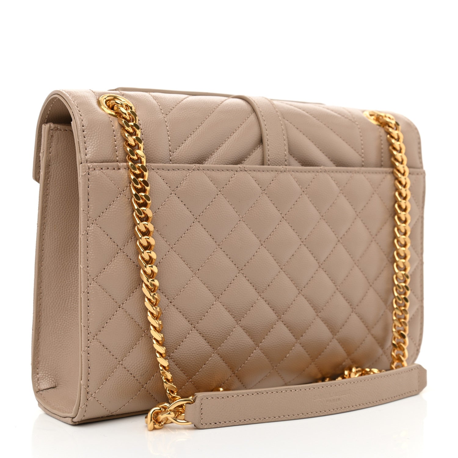 Saint Laurent Grain De Poudre Textured Mixed Matelasse Medium Triquilt Monogram Satchel Dark Beige 3 of 8