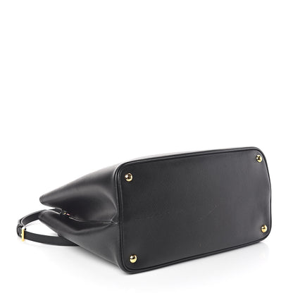 Prada Saffiano Cuir Medium Double Bag Black Fuoco 4 of 9