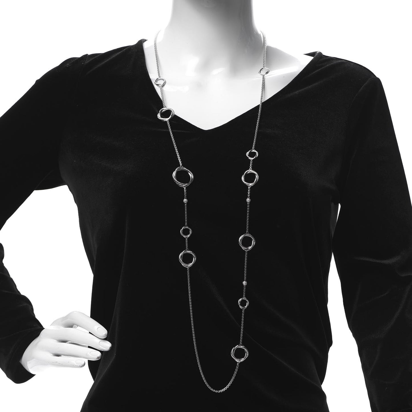 Sterling Silver Diamond 14mm Infinity Station Necklace