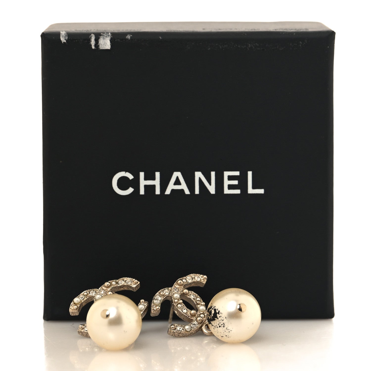 Chanel Crystal Pearl CC Drop Earrings Gold 6 of 6