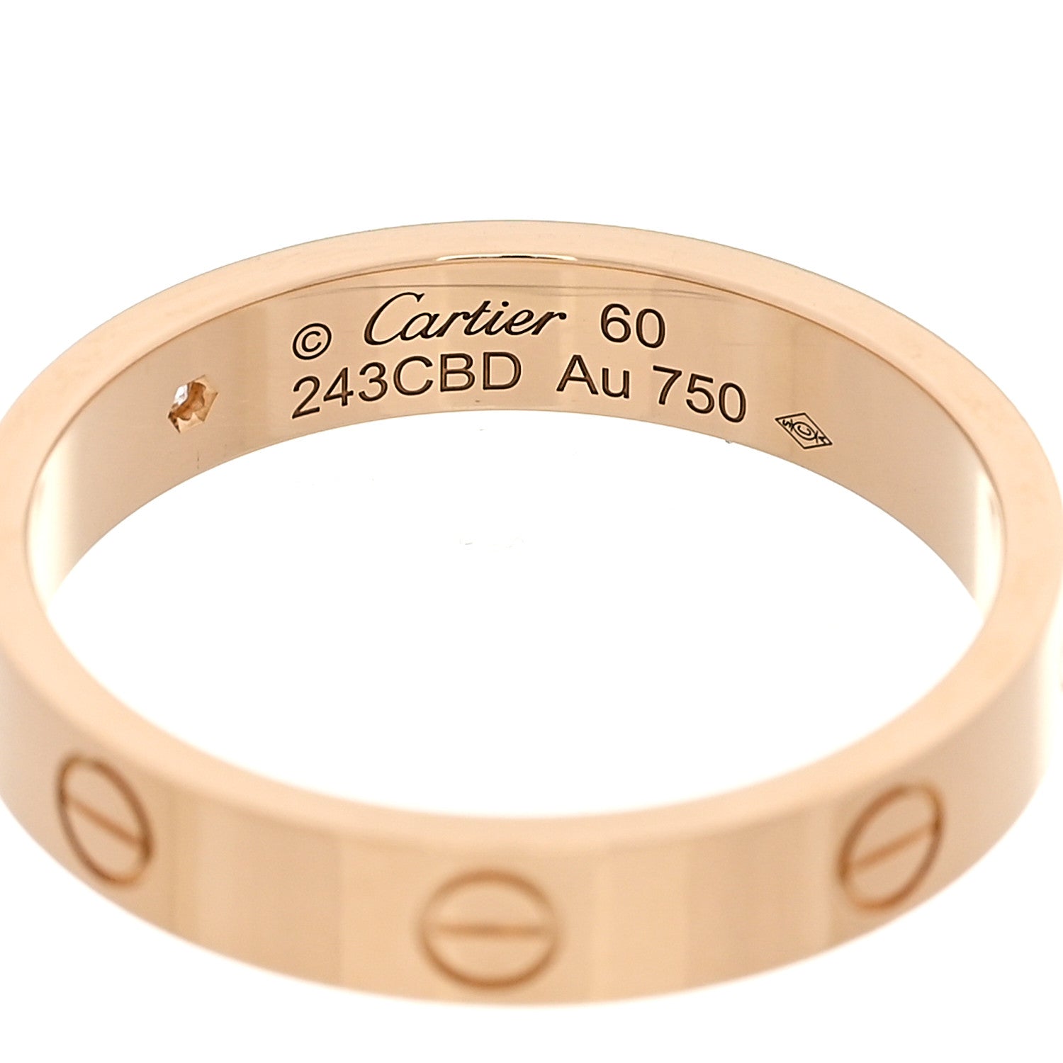 Cartier 18K Yellow Gold Diamond 4mm LOVE Wedding Band Ring 60 9.25 4 of 4