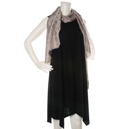 Louis Vuitton Silk Monogram Reversible Stole Scarf Grey Beige 2 of 6
