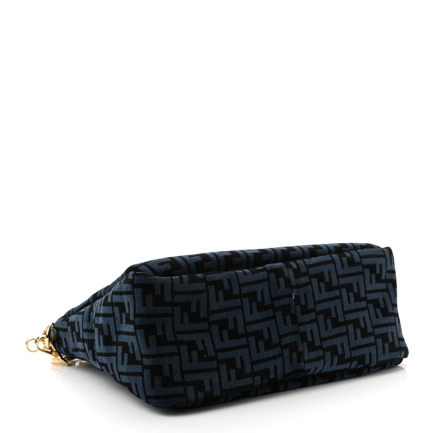 Chenille Vitello Seta Plexiglass FF Fendi O'Lock Zipper Blue Black