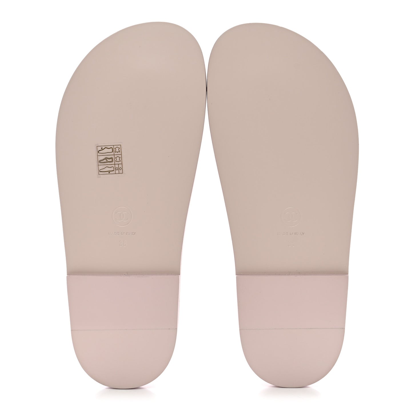Shiny Calfskin Crystal Quilted Velcro Dad CC Slide Sandals 38 Light Pink