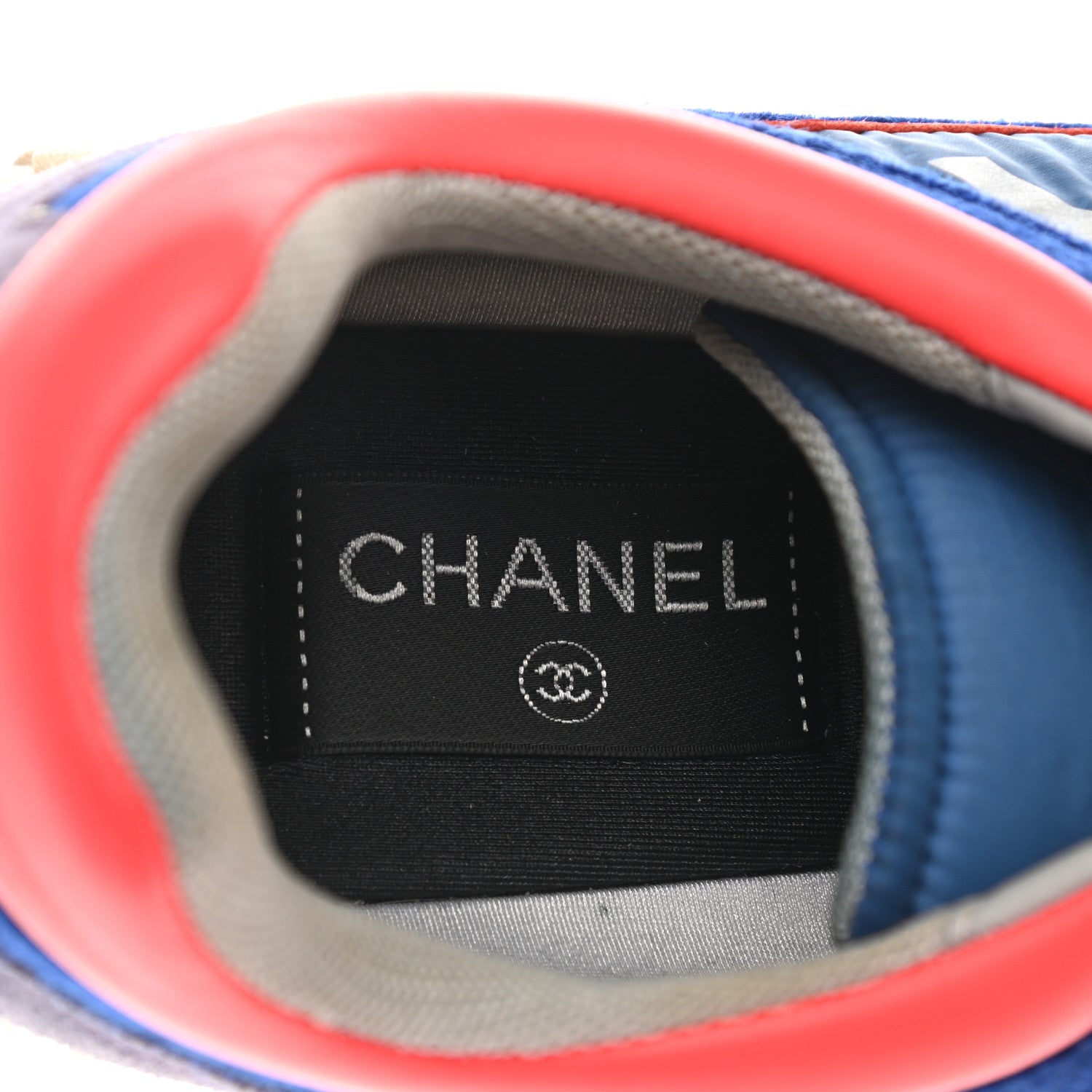 Chanel Wool Nylon Lambskin Suede Calfskin Womens Logo Sneakers 40.5 Blue Coral 9 of 10