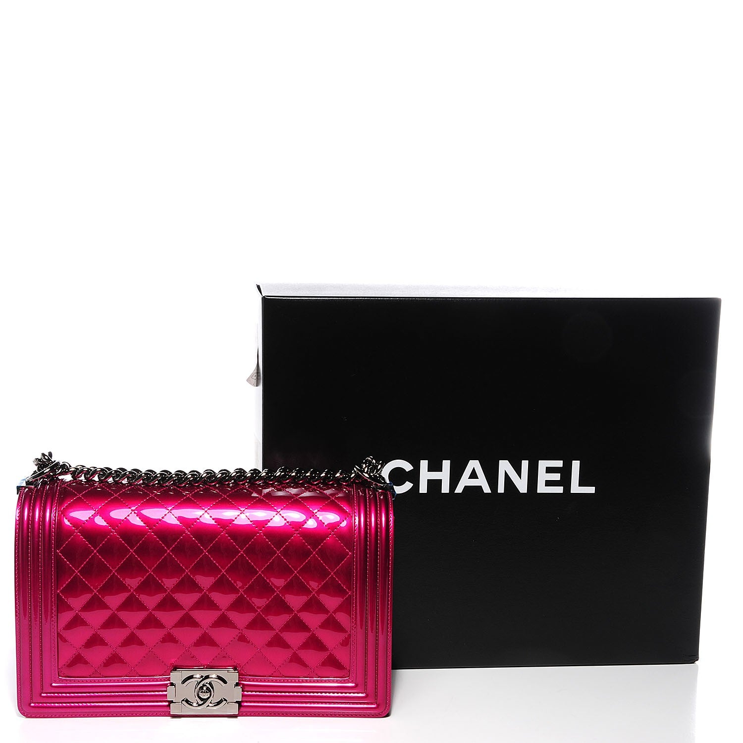 Chanel Metallic Patent Calfskin New Medium Boy Flap Pink 5 of 8