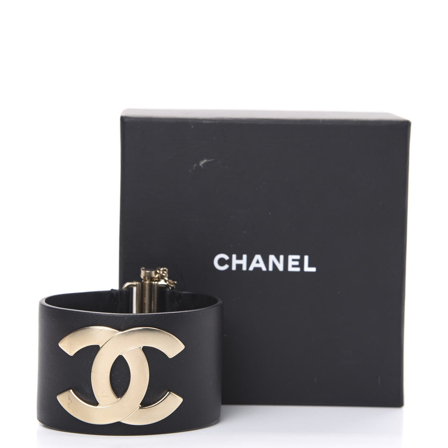 Calfskin CC Wide Cuff S Black Gold