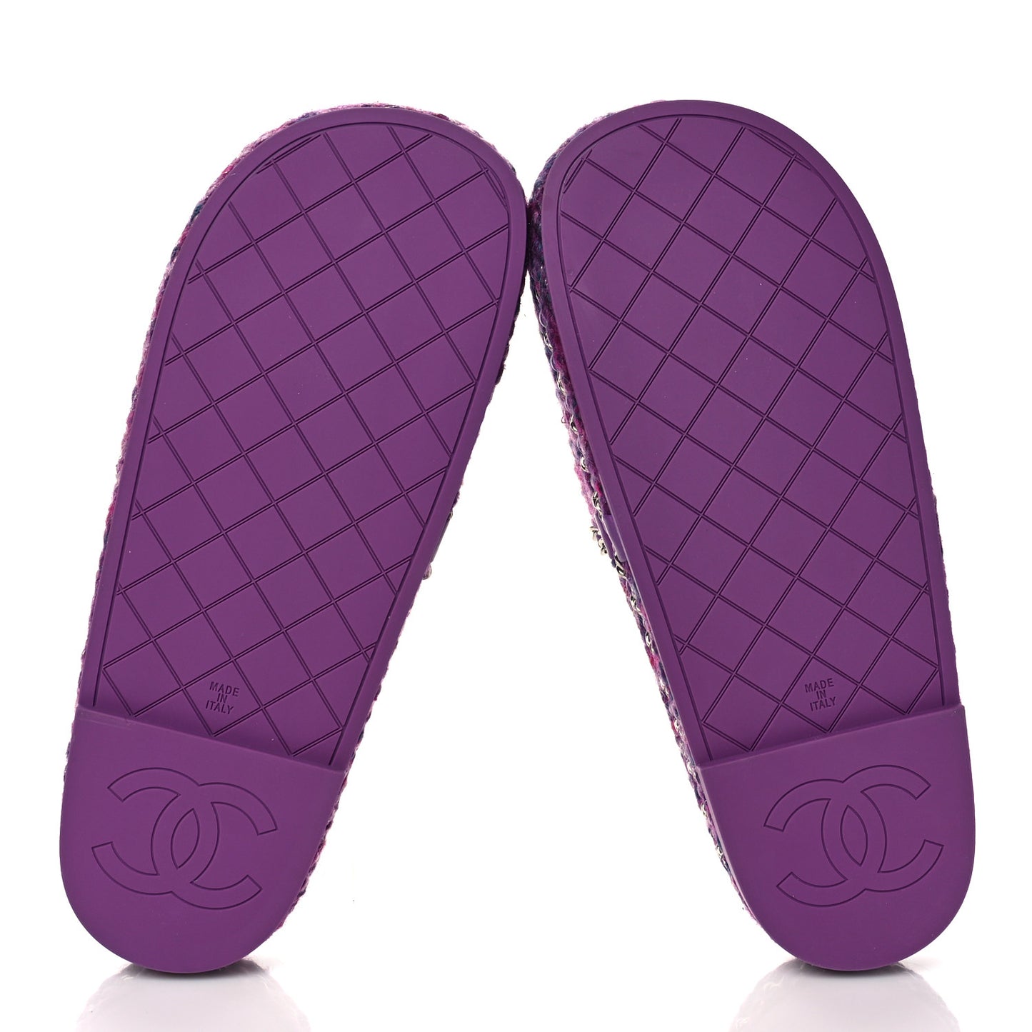 Chanel Cord Braided Chain Slide Sandals 37 Dark Purple 1139377