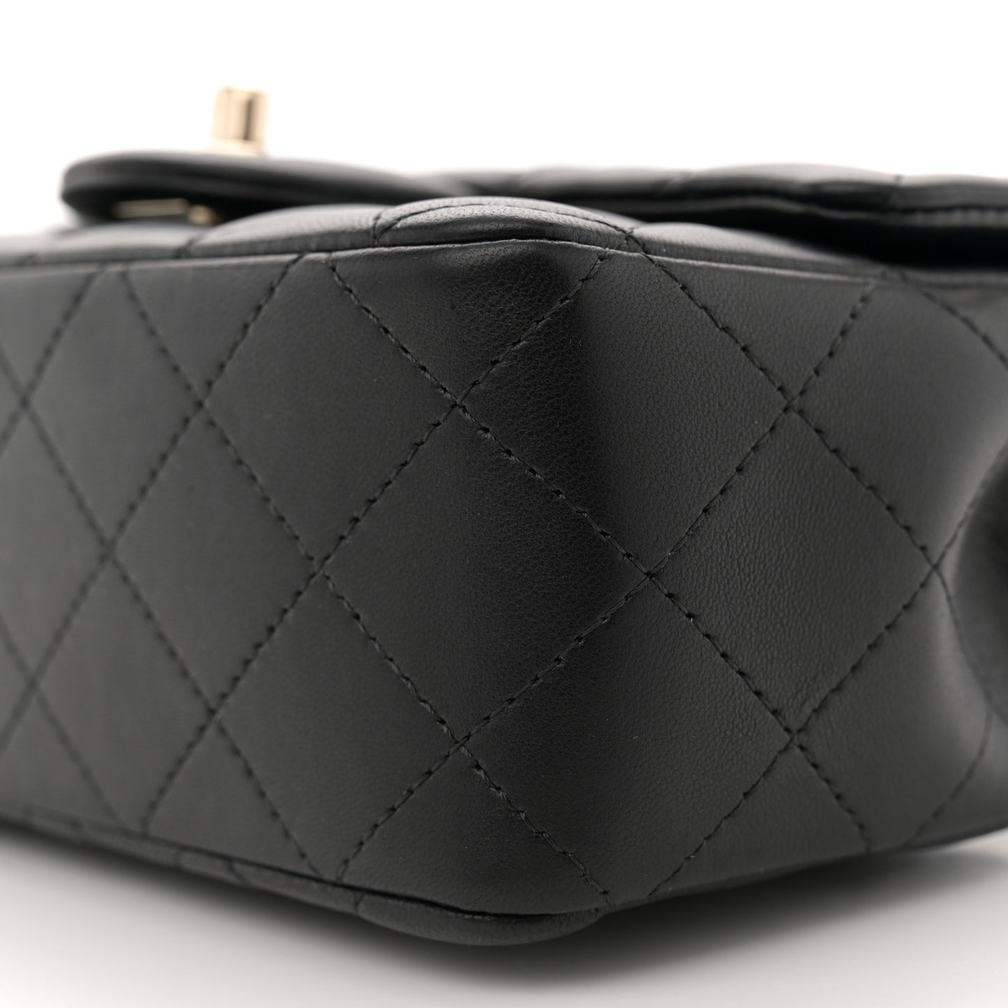 Lambskin Quilted Mini Rectangular Flap Black