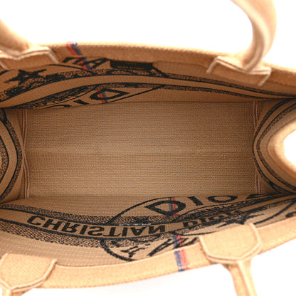 Christian Dior Canvas Jute Embroidered Medium Book Tote Black Beige 5 of 10