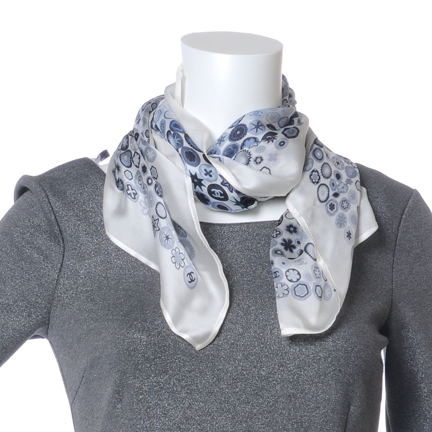 Silk CC Symbols Scarf Blue