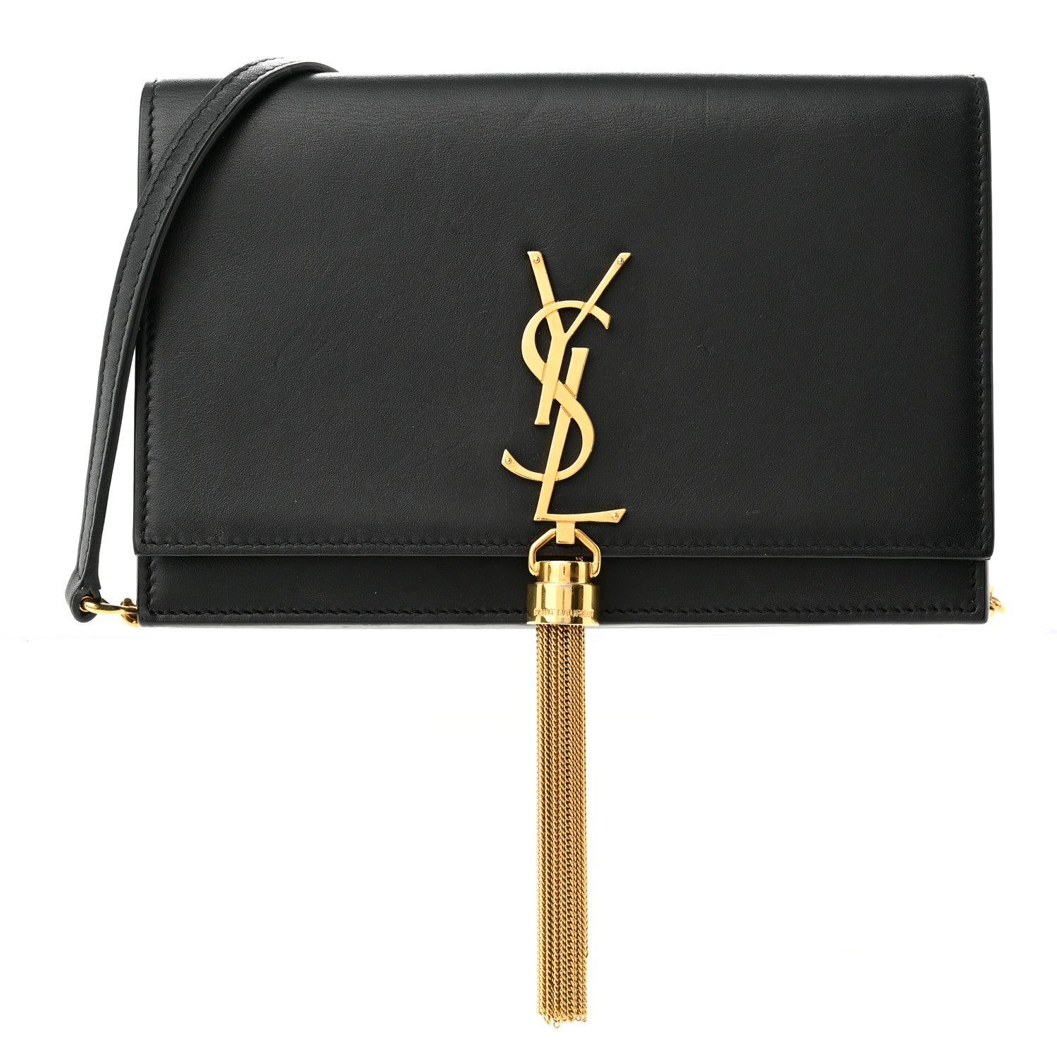 Saint Laurent Smooth Calfskin Classic Monogram Kate Tassel Chain Wallet Black 1 of 9
