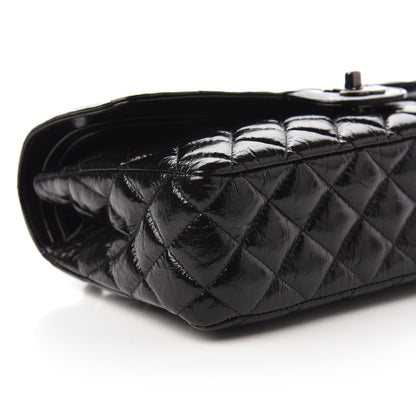 Chanel Shiny Crumpled Calfskin Quilted Medium Double Flap So Black 6 of 11